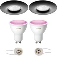 Pragmi Luno Pro - Waterdicht IP65 - Inbouw Rond - Mat Zwart - Ø82mm - Philips Hue - LED Spot Set GU10 - White and Color Ambiance - Bluetooth - thumbnail