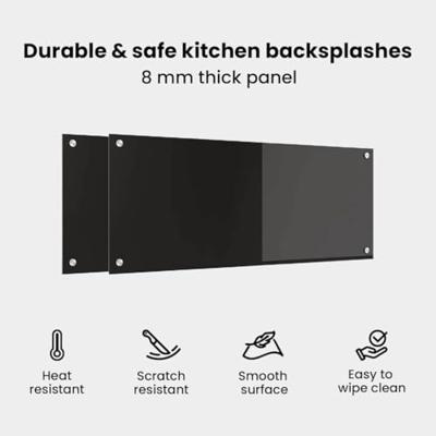VidaXL Keuken achterwand 2 pcs zwart 100 x 40 cm gehard glas