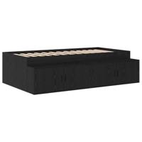 Opbergbedframe Zwart eiken 244 x 127 x 53.5 cm Bewerkt hout - thumbnail