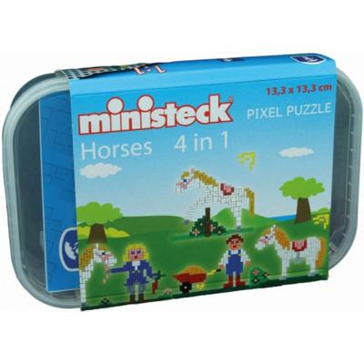 Ministeck paarden 4in1 plastic doos 500 stukjes