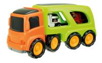 Toi Toys truck met 2 hulpdienstvoertuigen 45 cm oranje/groen - thumbnail