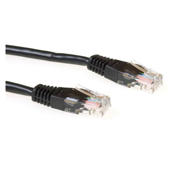 ACT Zwarte 1,5 meter U/UTP CAT6 patchkabel met RJ45 connectoren