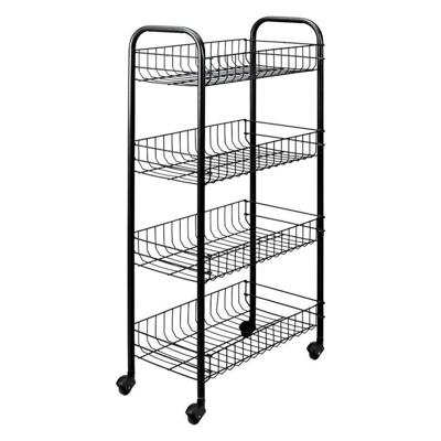 Tomado-Metaltex keuken/badkamer opbergtrolley pisa met 4 manden zwart