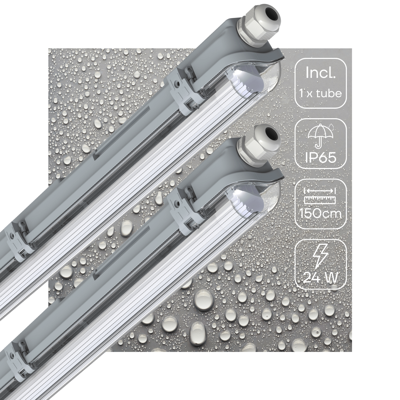 2 PACK - LED&apos;s Light LED TL armatuur met lamp 150 cm - Koud wit licht 6500 K - Waterdicht - Complete set