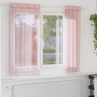 Gordijnen voile met doorvoertules 2 st 140x140 cm roze - thumbnail