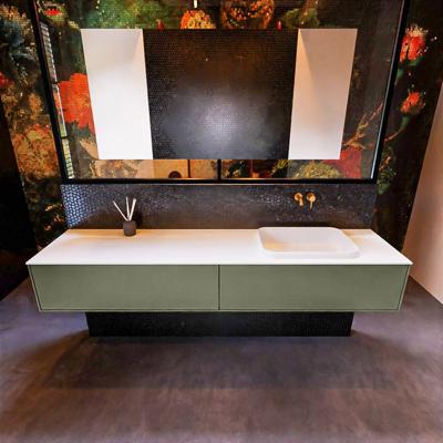 Mondiaz Erin Badkamermeubelset - 200cm - 2 Lades - RIDGE Wastafel Rechts - Talc - 0 Kraangaten - Greeploos - Mat Army