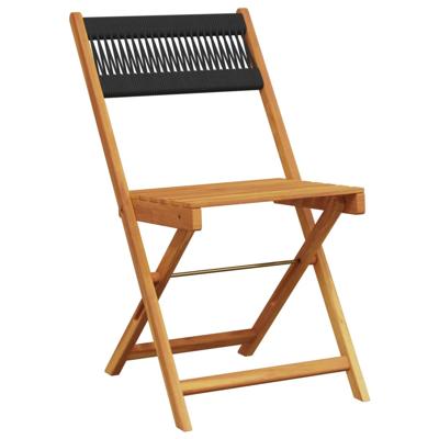 Tuinstoelen 6 st inklapbaar massief acaciahout zwart - thumbnail