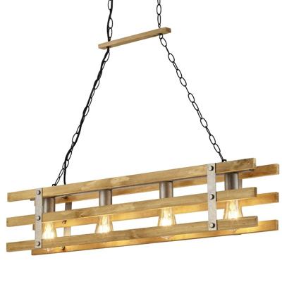 Trio Hanglamp Khan L 100 Cm Hout - Mat Chroom Trio Hanglamp Khan L 100 Cm Hout - Mat Chroom