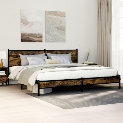 Bedframe zonder matras metaal gerookt eikenkleurig 193x203 cm
