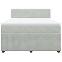Boxspring met matras fluweel lichtgrijs 140x200 cm - thumbnail