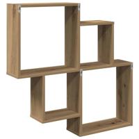 Wandschap 80x15x78,5 cm bewerkt hout artisanaal eikenkleurig - thumbnail