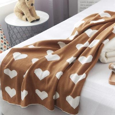 Lente en herfst Gebreide jacquard katoen deken beddengoed grootte: 90x110cm (Camel)