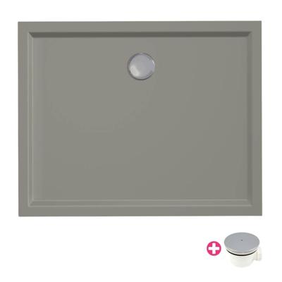 Douchebak Xenz Mariana | 100x80x4 cm | Incl.Afvoersifon-Chroom | Acryl | Rechthoekig | Cement mat