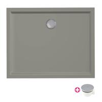 Douchebak Xenz Mariana | 100x80x4 cm | Incl.Afvoersifon-Chroom | Acryl | Rechthoekig | Cement mat - thumbnail