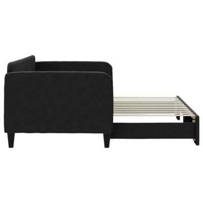 Slaapbank met onderschuifbed 90x200 cm stof zwart