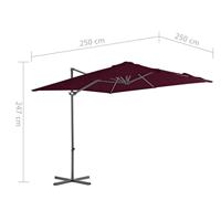 Zweefparasol met stalen paal 250x250 cm bordeauxrood - thumbnail