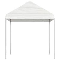 Prieel met dak 15,61x2,28x2,69 m polyetheen wit - thumbnail