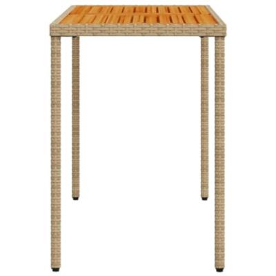 Tuintafel met acaciahouten blad 115x54x74 cm poly rattan beige