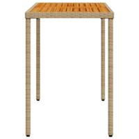 Tuintafel met acaciahouten blad 115x54x74 cm poly rattan beige - thumbnail