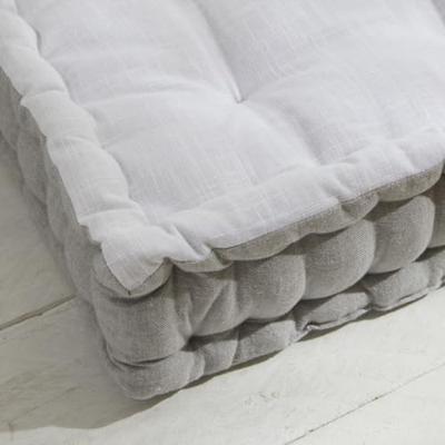 Vloerkussen - VANDAAG - CHARME - Slub x Chambray x Broderie Capucine - 40 x 40 x 10 cm