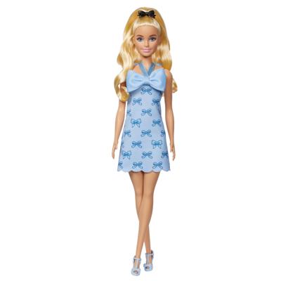 Barbie - Barbie Fashionistas Doll Babyblauwe jurk zonder rug met strik - Barbie - HYT93