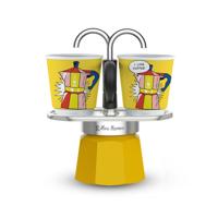Italiaanse koffiezetset + 2 kopjes - BIALETTI - Mini-express LICHTENSTEIN - 100 ml - Roestvrij staal / Geel - thumbnail