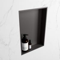 MONDIAZ EASY Nis 44,5x29,5cm in solid surface kleur DarkGrey | DarkGrey. 1 vak geschikt voor in- of opbouw - thumbnail