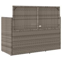 Tuinbank met kussens poly rattan grijs - thumbnail