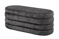 Extravagante gestoffeerde bank VOGUE 115 cm grijs fluwelen bank met opbergruimte - 46687 - thumbnail