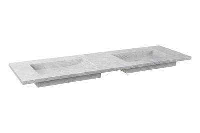 Wastafel Forzalaqua Nova Doppio Gepolijst 140.5x51.5x9.5 cm Carrara Zonder Kraangaten Wastafel Forzalaqua Nova Doppio Gepolijst 140.5x51.5x9.5 cm Carrara Zonder Kraangaten
