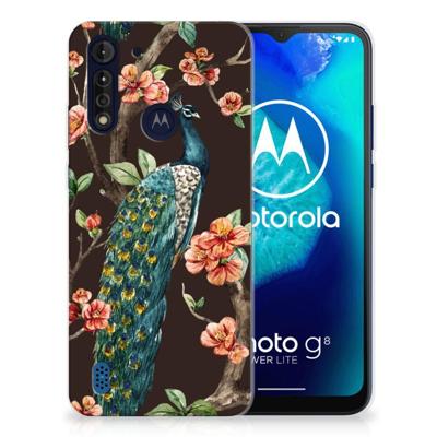 Motorola Moto G8 Power Lite | TPU Hoesje | Pauw met Bloemen