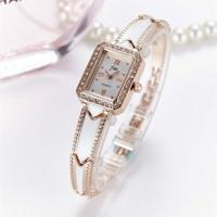 JW rechthoekige wijzerplaat roestvrijstalen band quartz horloge (goud gordel witte plaat) - thumbnail