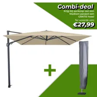 Grote Zweefparasol Monaco III Flex l300b300cm Ecru van Madison - thumbnail