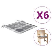 Tuinstoelkussens 6 st 50x50x3 cm oxford stof ruitpatroon grijs - thumbnail