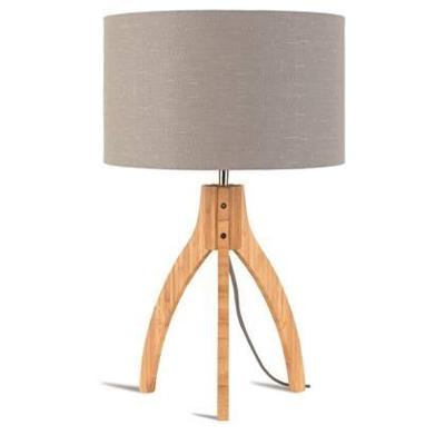 Good&Mojo Tafellamp 'Annapurna' Bamboe en Eco linnen, kleur Lichtgrijs