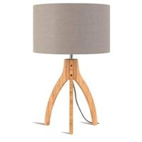 Good&Mojo Tafellamp 'Annapurna' Bamboe en Eco linnen, kleur Lichtgrijs - thumbnail
