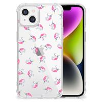 Doorzichtige Silicone Hoesje voor iPhone 14 Unicorns - thumbnail