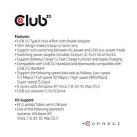 Club 3D CSV-1431 USB 3.0 Hub 4-Port met voeding zilver - thumbnail