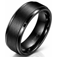 Zwarte wolfraam heren ring Geborsteld Mat en Glans-21mm - thumbnail