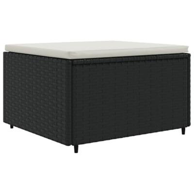 4-delige Loungeset met kussens poly rattan zwart