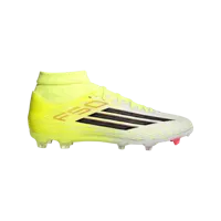 adidas F50 League Mid Gras / Kunstgras Voetbalschoenen (MG) Neongeel Zwart Rood - thumbnail