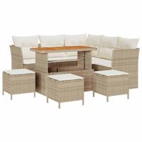 Tuinbankenset 9 pcs Beige poly rattan - thumbnail