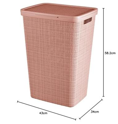 Curver Wasmand Met Deksel Jute-Look 58L Roze