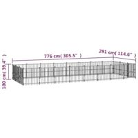 vidaXL Hondenkennel voor buiten 22,58 m² staal, kennel, hondenhuis, hondenren, hondenhok, hondenverblijf, puppyverblijf, kennels, hondenhokken - thumbnail