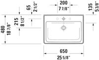 Wastafel Duravit D-Neo Met Rand Overloop Kraanvlak Zonder Kraangat 65 cm Hoogglans Wit - thumbnail