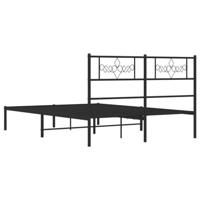Bedframe met hoofdbord metaal zwart 140x190 cm - thumbnail