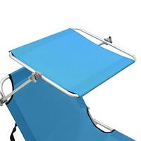 Ligbed met luifel inklapbaar staal turquoise en blauw - thumbnail