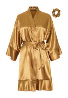 Satijnen kimono dames ruffle - goud - thumbnail