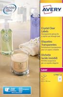 Avery transparante Crystal Clear etiketten ft 63,5 x 38,1 mm, 525 etiketten, 21 per vel - thumbnail