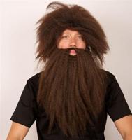 Pruik Holbewoner + baard bruin - thumbnail